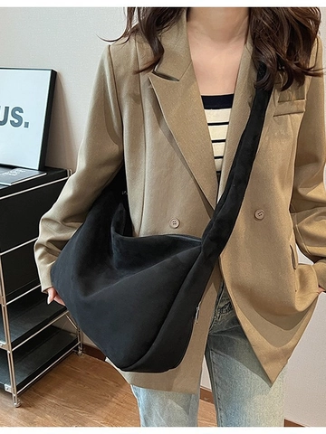 Damen Wildleder Schultertasche Mit Gerafftem Riemen Große Kapazität Hobo Tote Vintage Crossbody Bag Mit Schleife