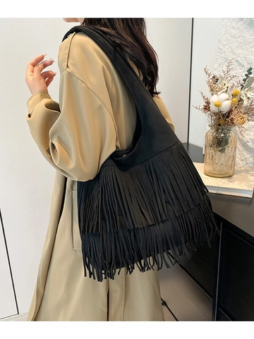 Borsa a Spalla Vintage in Finta Scamosciata Con Nappine Grande Capacità Borsa Hobo Tote per Donna Casual Viaggio Shopping
