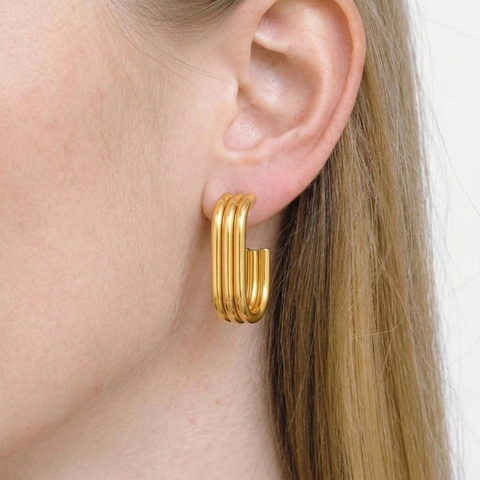 Orecchini A Lobo Minimalisti A Forma Di C Placcati Oro 18K Acciaio Inossidabile 304 Impermeabili Gioielli Geometrici Donna