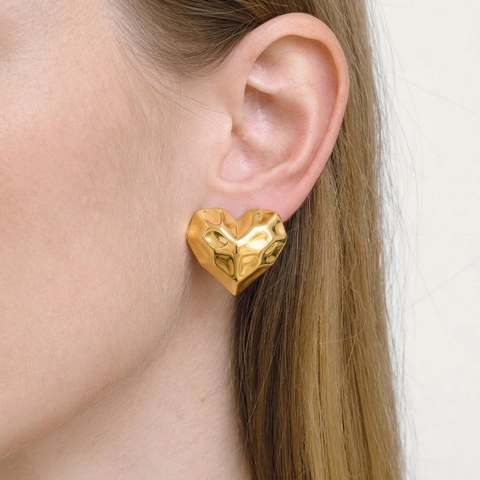 Geometrische Herz Ohrstecker Anhänger Halskette Edelstahl 18K Vergoldet Vintage Französischer Stil Für Damen
