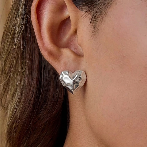 Geometrische Herz Ohrstecker Anhänger Halskette Edelstahl 18K Vergoldet Vintage Französischer Stil Für Damen