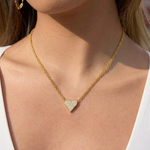Minimalistische Herzanhänger Halskette 304 Edelstahl 18K Vergoldet Wasserdicht Hypoallergen Schmuck Für Damen