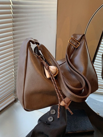 Damen Retro PU Leder Schultertasche Große Kapazität Hobo Tragetasche Mit Baseball Anhänger Lässige Pendler Achseltasche