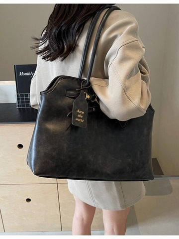Damen Retro Tragetasche mit Großer Kapazität Mattes PU Leder Schultertasche Pendeln Arbeit Reisen Minimalismus Achseltasche