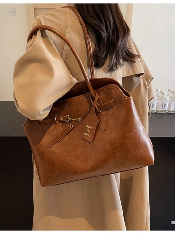Damen Retro Tragetasche mit Großer Kapazität Mattes PU Leder Schultertasche Pendeln Arbeit Reisen Minimalismus Achseltasche