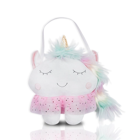 Cute Tooth Fairy Unicorn Plush Toy White Tooth Doll With Pink Mesh Skirt Rainbow Hair Gold Horn For Kids Dental Gift