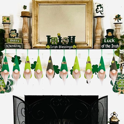St. Patrick's Day Gnom Anhänger Grüne Plüsch Elf Hängende Ornamente Mit Kleeblättern Gürtelschnallen Für Haus Party Deko