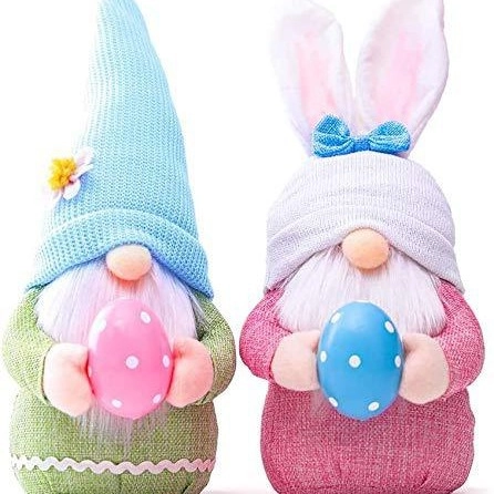 Easter Gnomes Decoration Knitted Plush Bunny Ears Gnome Holding Egg Rudolph Faceless Doll For Home Holiday Table Ornament Gift