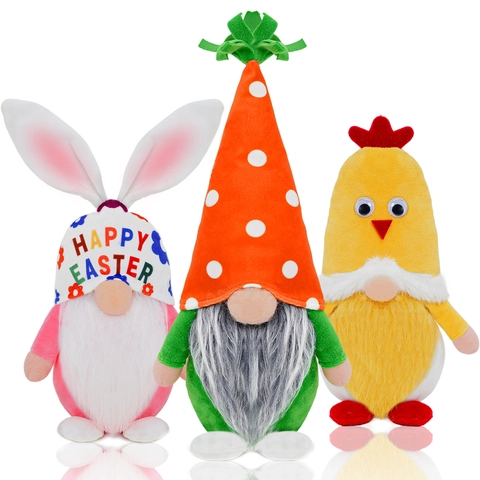 Easter Gnome Plush Decorations Rabbit Chick Carrot Faceless Doll Happy Easter Spring Ornaments For Home Party Table Decor