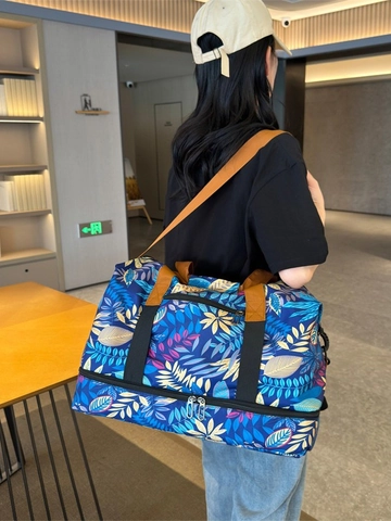 Women Oxford Floral Maple Leaf Print Travel Bag Large Capacity Multi-functional Weekend Duffle Bag With Shoe Compartment Fashion Portable Carry On Tote