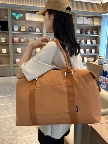 Large Capacity Waterproof Oxford Travel Bag For Women Lightweight Foldable Duffel Bag With Dry Wet Separation Trolley Sleeve For Gym Weekend Hospital Trip