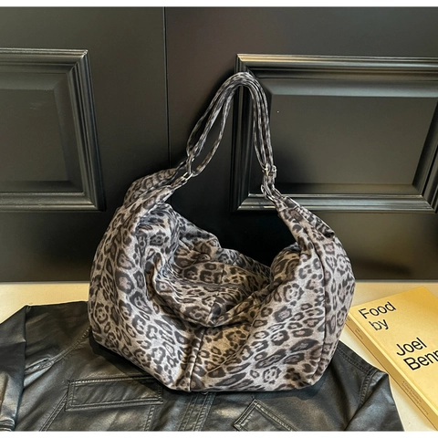 Borsa a Spalla Hobo in Pelle PU con Stampa Leopardata Grande Capacità Per Donna Borsa a Mano Alla Moda Con Tracolla Regolabile