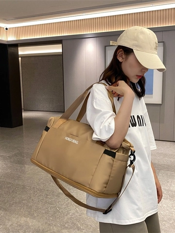 Large Capacity Travel Bag For Women Waterproof Oxford Cloth Duffel Bag With Dry Wet Separation Expandable Fitness Tote