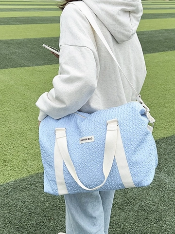 Sac de Voyage Léger en Nylon Grande Capacité Imperméable Sac de Sport Avec Texture à Bulles Bandoulière Passant Trolley