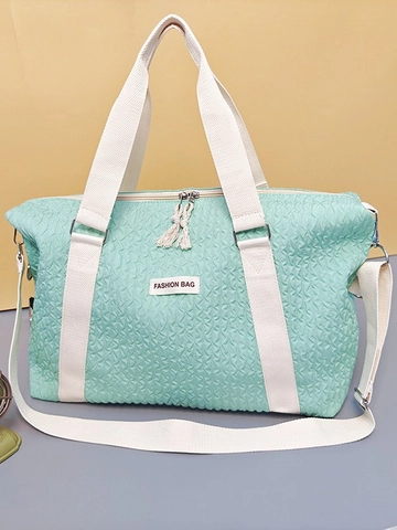 Sac de Voyage Léger en Nylon Grande Capacité Imperméable Sac de Sport Avec Texture à Bulles Bandoulière Passant Trolley