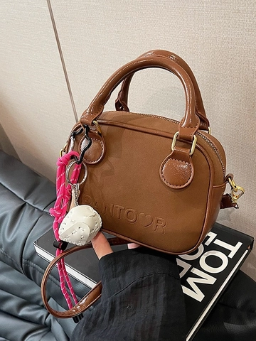 Women Retro PU Leather Small Square Crossbody Bag Minimalist Handbag With Sports Baseball Theme Charm Fashion Shoulder Bag