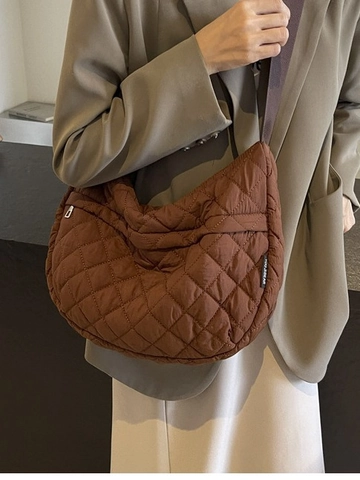 Borsa Hobo Trapuntata a Rombi da Donna Grande Capacità Imbottita in Nylon Borsa a Tracolla Tracolla Larga Regolabile Borsa Casual