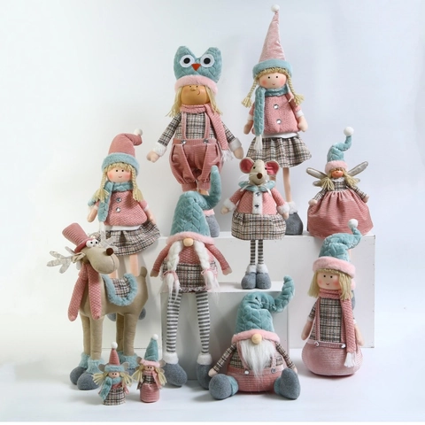 Bambole Peluche Natale Nordico Morandi Babbo Natale Pupazzo Neve Renna Gnomi Tessuto Quadri Ornamenti Tavolo Decorazione Casa