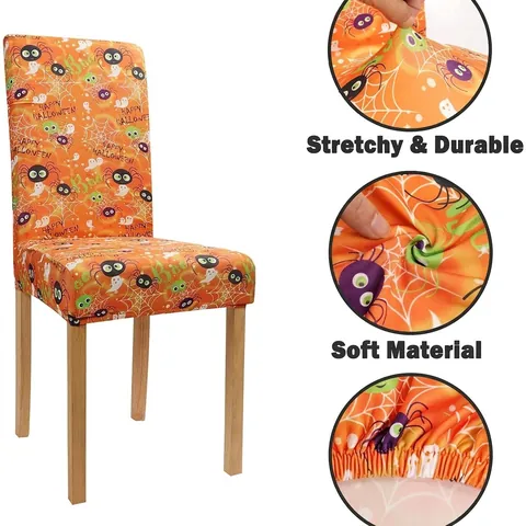 Coprisedia Elasticizzati Halloween Stampa Zucca Fantasma Ragnatela Fodere Per Sedie Da Pranzo Decorazioni Per Feste Festive