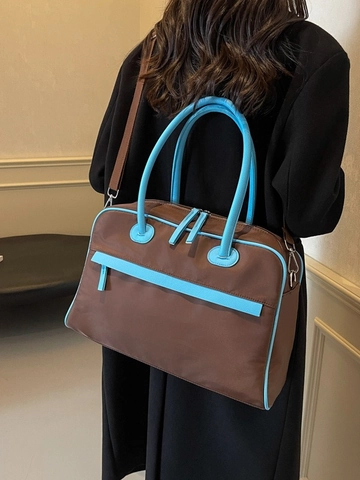 Große Kapazität Wasserdichte Nylon Reisetasche Tragetasche Handtasche Für Damen Herren Colorblock Umhängetasche Geschäftsreise Sporttasche