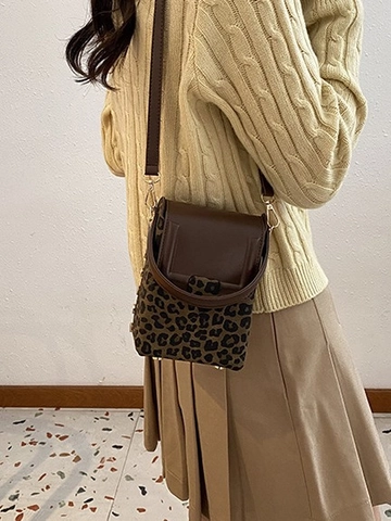 Borsa a Tracolla da Donna Vintage con Stampa Leopardata Mini Borsa per Cellulare in Pelle PU Piccola con Manico e Hardware Oro