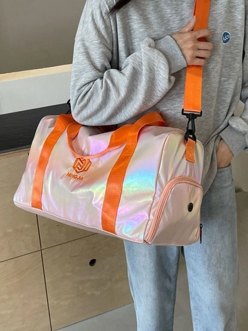 Large Capacity Holographic Laser Travel Bag Waterproof Fitness Duffle Bag With Dry Wet Separation Unisex Sport Gym Training Bag