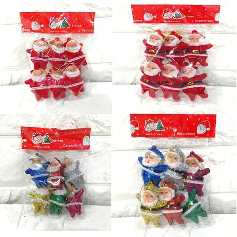 Santa Claus Christmas Hanging Ornaments Flocking Glitter Santa Claus Pendants For Christmas Tree Festive Party Decoration