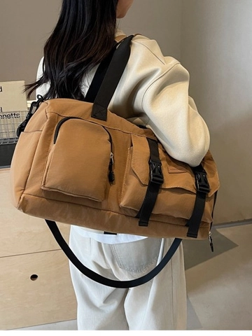 Borsone da Viaggio in Nylon di Grande Capacità per Uomo Donna Borsa Sportiva Impermeabile Con Scomparto Scarpe Indipendente Separazione Secco Umido Borsa Tracolla Spalla