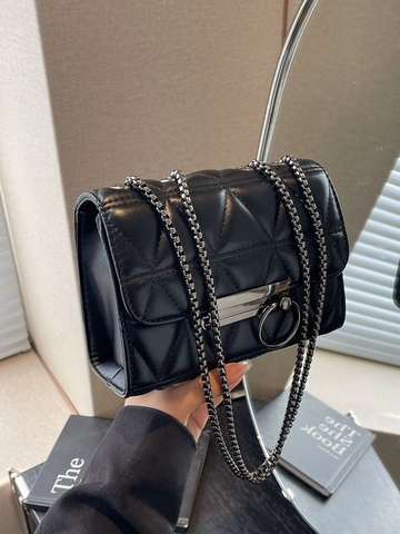 Damen Gesteppte Umhängetasche Rautenmuster Kleines Quadrat PU Leder Kettengurt Modern Schicke Schultertasche Mit Ringschnalle