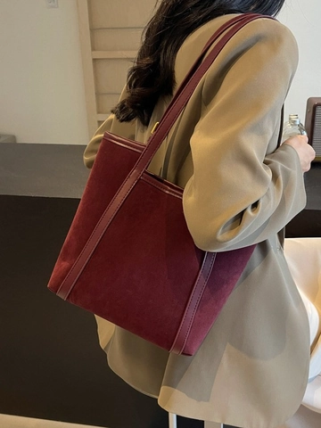 Vintage PU Handtasche Mit Wildleder Textur Für Damen Große Kapazität Umhängetasche Mit Verstellbarem Gurt Lässige Pendler Tasche