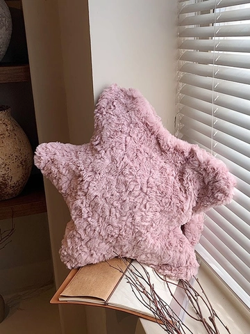 Sac Bandoulière Femme en Peluche Forme Étoile Mignon Sac à Épaule Doux Grande Capacité Sac Quotidien Décontracté