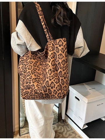 Damen Tragetasche mit Leopardmuster Große Kapazität Nylon Lässige Umhängetasche Mode Pendeln Alltag Handtasche
