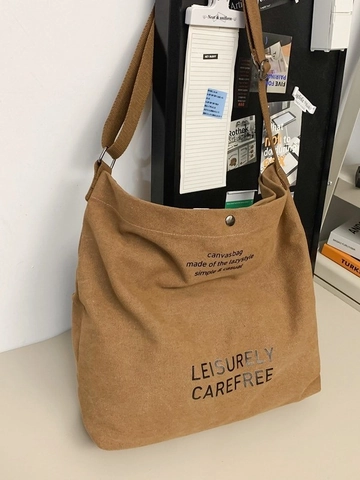 Große Kapazität Segeltuch Umhängetasche Für Damen Herren Lässige Tote Bag Einfacher Buchstabendruck Schultertasche Mit Verstellbarem Gurt