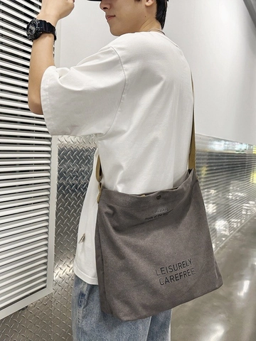 Große Kapazität Segeltuch Umhängetasche Für Damen Herren Lässige Tote Bag Einfacher Buchstabendruck Schultertasche Mit Verstellbarem Gurt