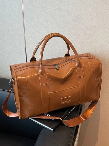 Large Capacity PU Leather Travel Bag For Men Women Duffel Bag For Fitness Business Trip Handbag With Shoulder Strap