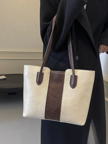 Vintage Große Kapazität PU Leder Tragetasche Für Damen Pendeln Umhängetasche Student Handtasche Lässige Büro Shopper