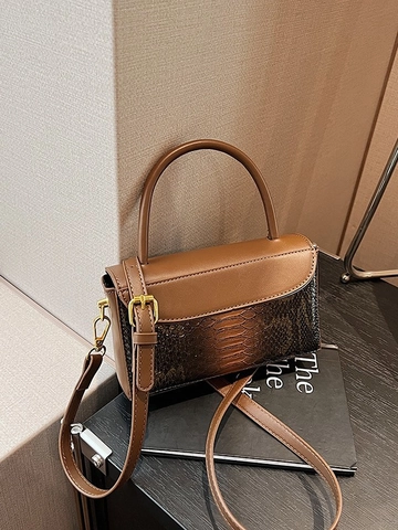 Borsa a Mano in Pelle PU Testurizzata Vintage per Donna Moda Motivo Serpente Piccola Borsa a Tracolla Quadrata Con Tracolla Regolabile