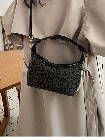 Damen Leopardenmuster Knödel Umhängetasche PU Leder Hobo Schultertasche Verstellbarer Gurt Mode Kleine Handtasche Alltags Tasche