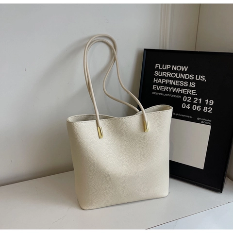 Damen Mode PU Leder Schultertasche Große Kapazität Litschi Muster Einkaufstasche Minimalistisch Pendler Handtasche Mit Dekor