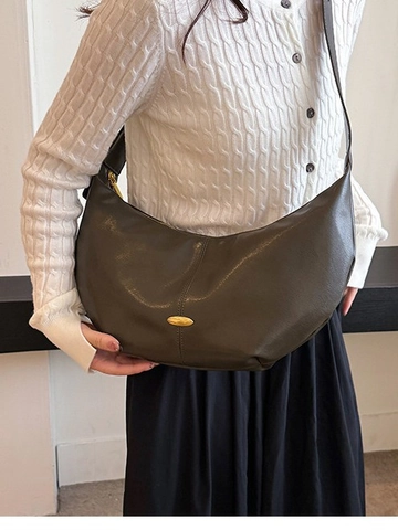 Vintage PU Leder Halbmond Umhängetasche Für Damen Große Kapazität Hobo Schultertasche Minimalistisch Lässige Büro Pendeltasche