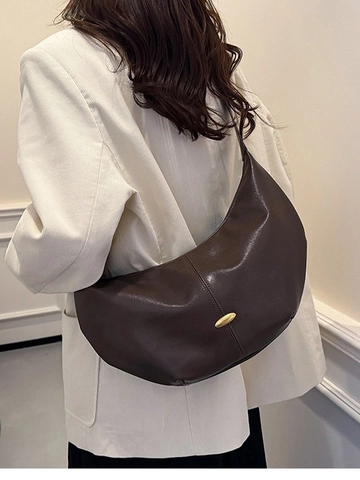 Vintage PU Leder Halbmond Umhängetasche Für Damen Große Kapazität Hobo Schultertasche Minimalistisch Lässige Büro Pendeltasche