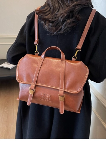 Sac à Dos Femme Vintage en Cuir PU Grande Capacité Sac à Main Fourre-tout Multifonctionnel Sac à Bandoulière Style Collège