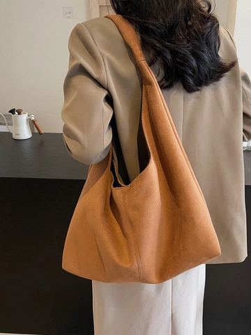 Borsa Tote da Donna Vintage di Grande Capacità in Pelle PU Texture Camoscio Nodo Borsa a Tracolla Moda Pendolare Minimalista Hobo