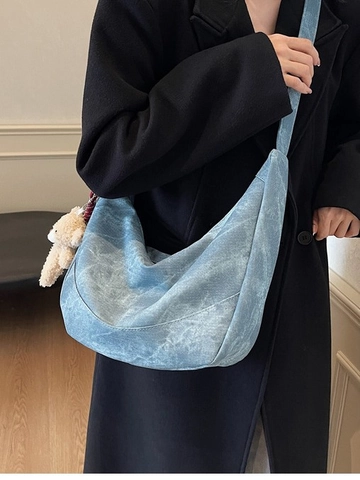 Damen Große Kapazität PU Leder Hobo Umhängetasche Retro Nähte Maultaschen Schultertasche Mit Bären Plüsch Anhänger Täglicher Pendler