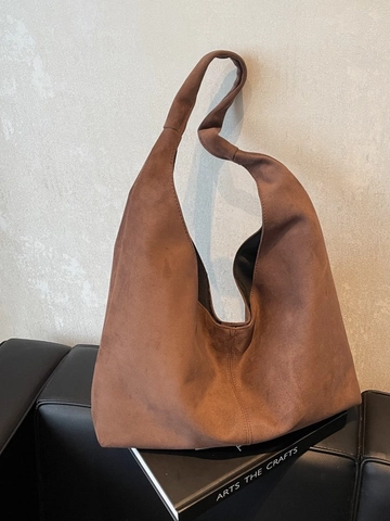 Damen Hobo-Tasche Mit Großer Kapazität Wildleder-Optik PU-Leder Minimalistische Tote-Tasche Geknoteter Breiter Schultergurt