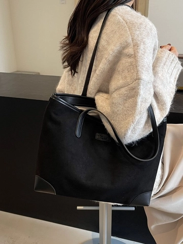 Große Kapazität Wildleder Tragetasche Leopardenmuster Retro Damen Umhängetasche Kunstlederbesatz Lässige Pendler Handtasche