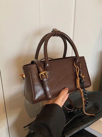 Women PU Leather Small Square Crossbody Bag Vintage Solid Color Handbag With Star Charm And Braided Rope Fashionable Shoulder Bag