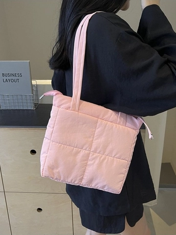 Bolso de Hombro Acolchado para Mujer Ligero Resistente al Agua Bolso de Axila Color Sólido Casual Diario Moda