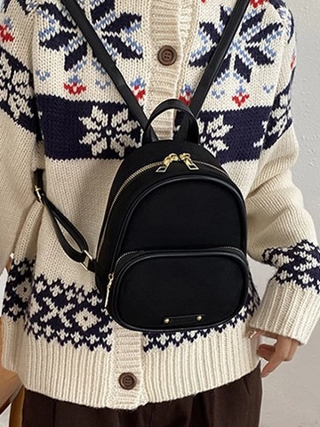 Vintage Mini Backpack For Women Fashion Suede Synthetic Leather Small Travel Crossbody Bag Autumn Winter Casual Multi-Functional Daypack