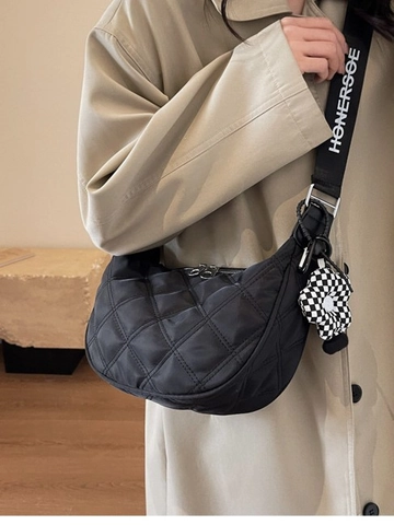 Bolso Bandolera Acolchado de Nylon Casual para Mujer Gran Capacidad Bolso de Hombro Media Luna Moda Color Sólido Deportivo Diario